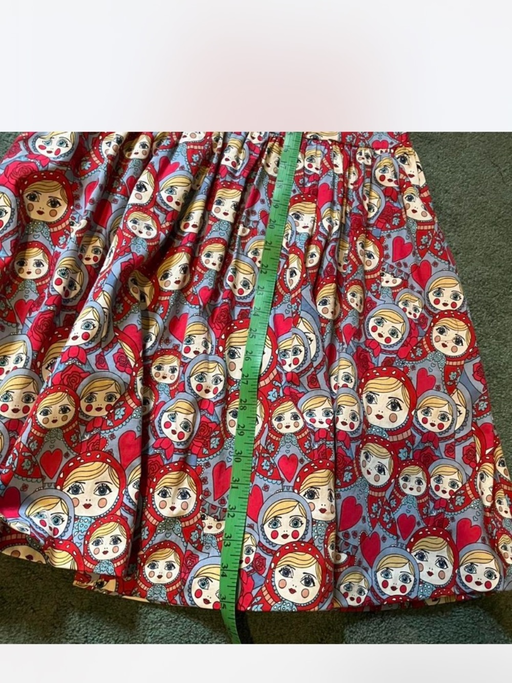 Lindy Bop Red and Light Blue Doll Print Dress - Picture 3 of 5